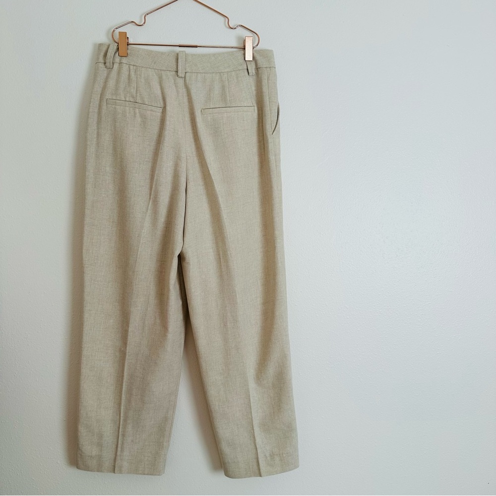 Zara cropped trousers pleated neutral pants - Picture 7 of 11